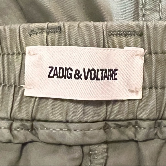 Zadig & Voltaire green pants Pamela Pomelo Side stripe Straight leg Trousers XS - Picture 14 of 15